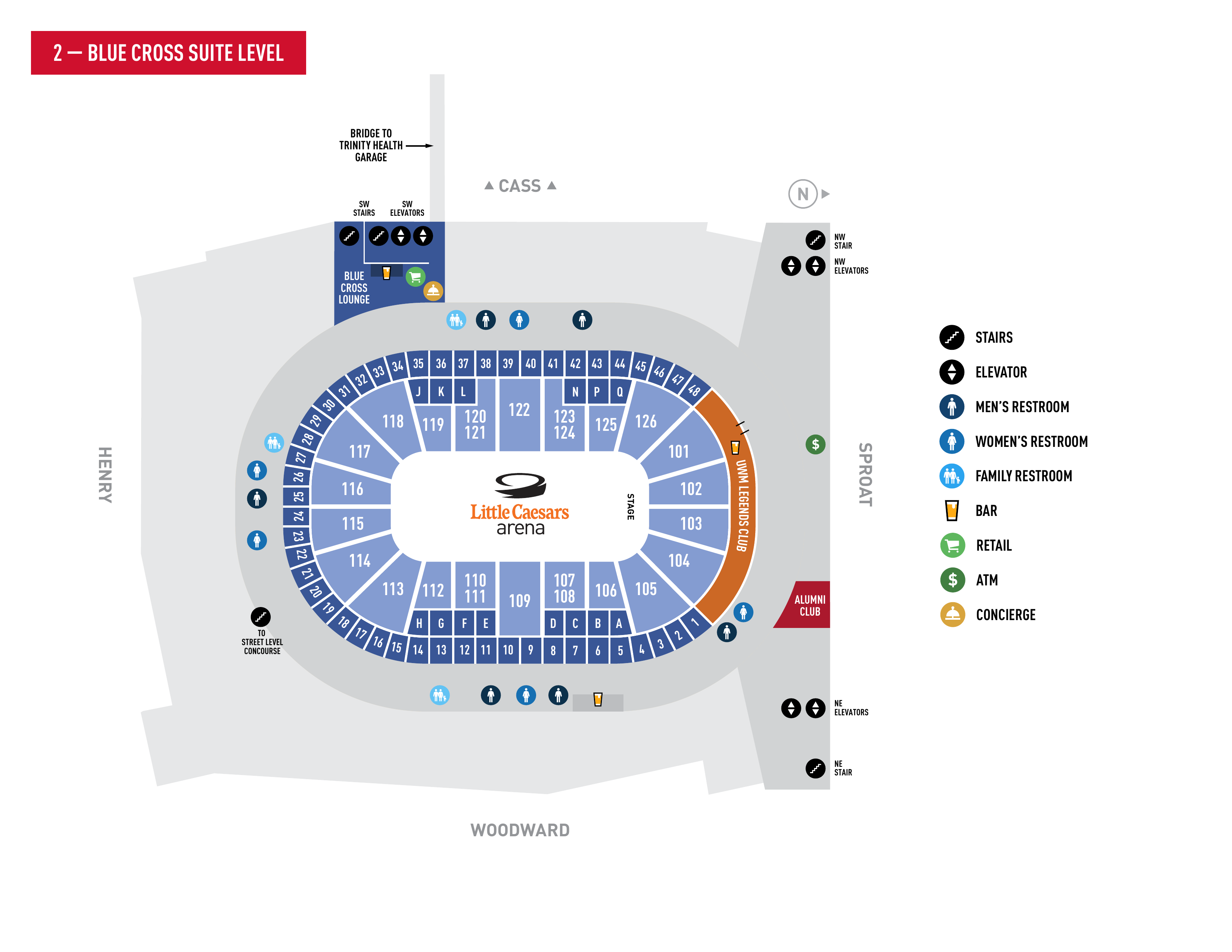 313 Presents - Little Caesars Arena - Blue Cross Suites Map 2025