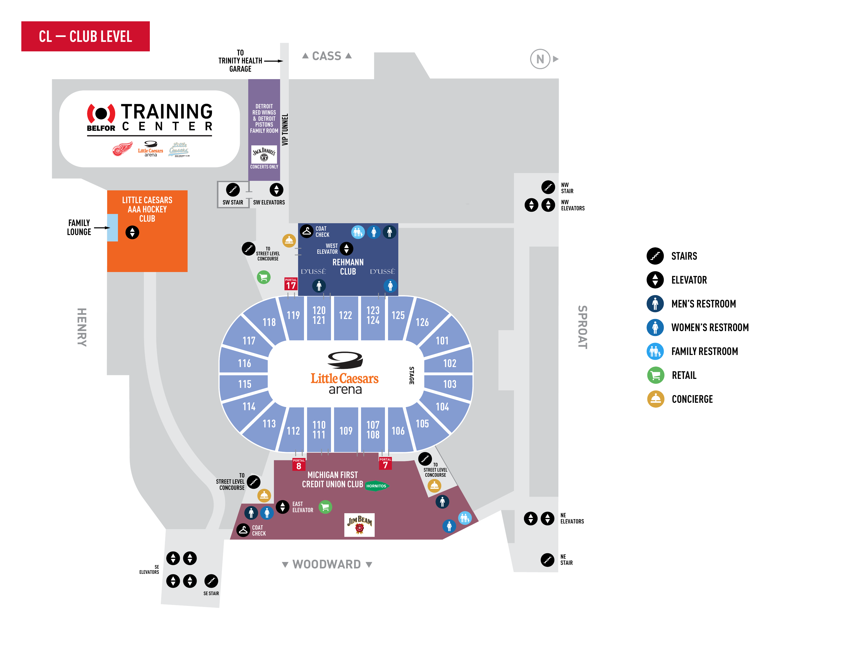 313 Presents - Little Caesars Arena - Club Level Map 2025