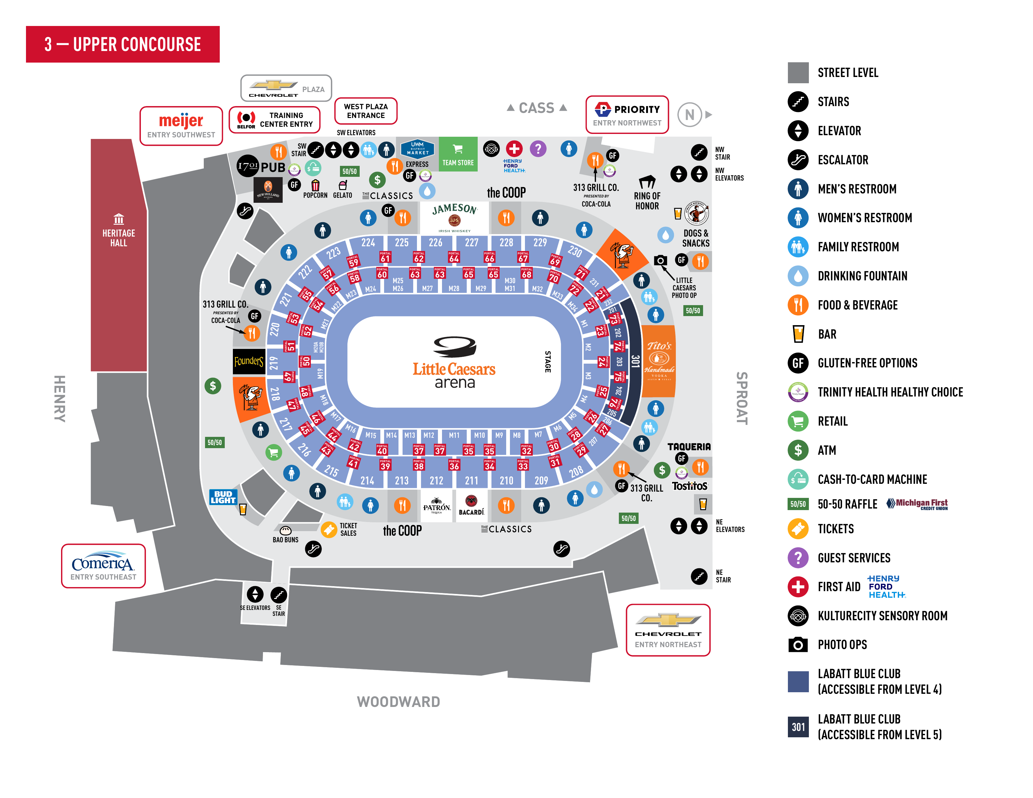 313 Presents - Little Caesars Arena Venue Maps - Upper Concourse