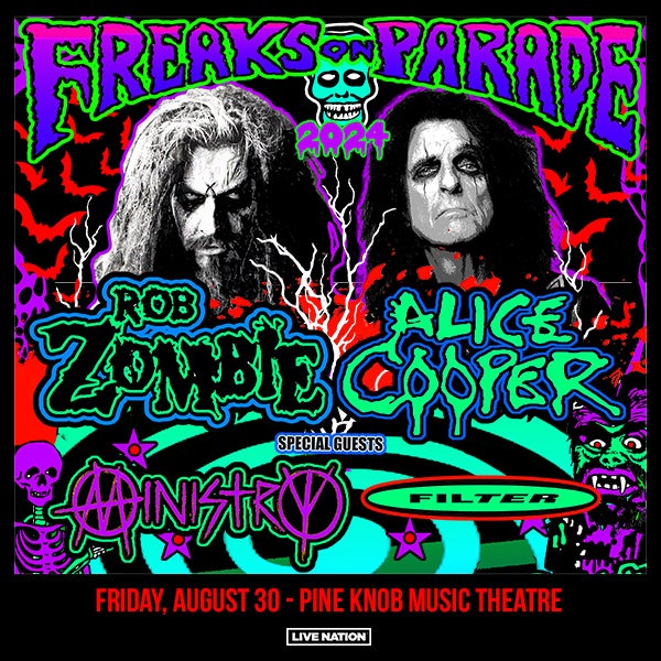 More Info for Rob Zombie And Alice Cooper Bring The “Freaks On Parade 2024”  To Pine Knob Music Theatre Friday, August 30