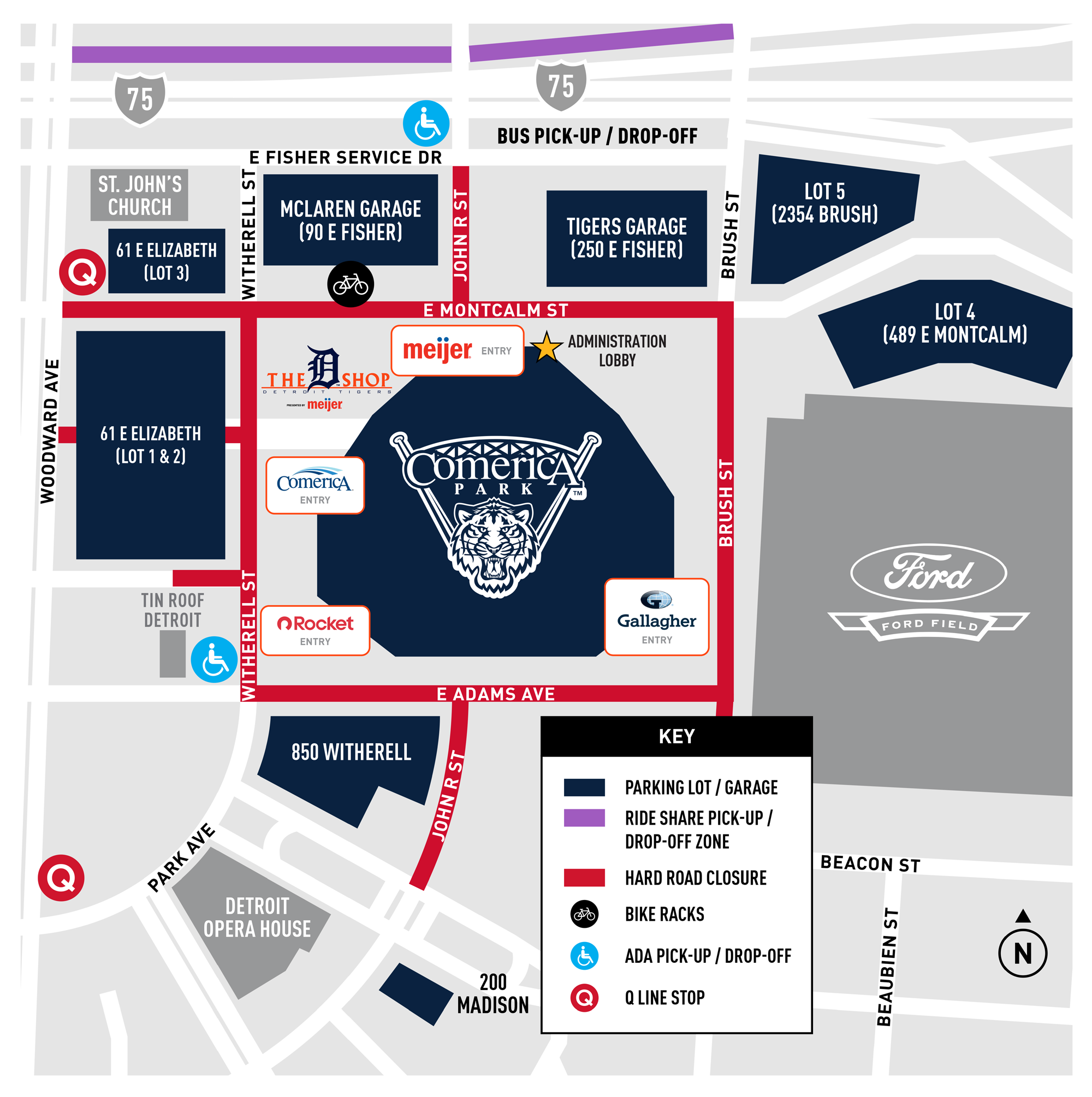 313 Presents - Comerica Park Parking Map