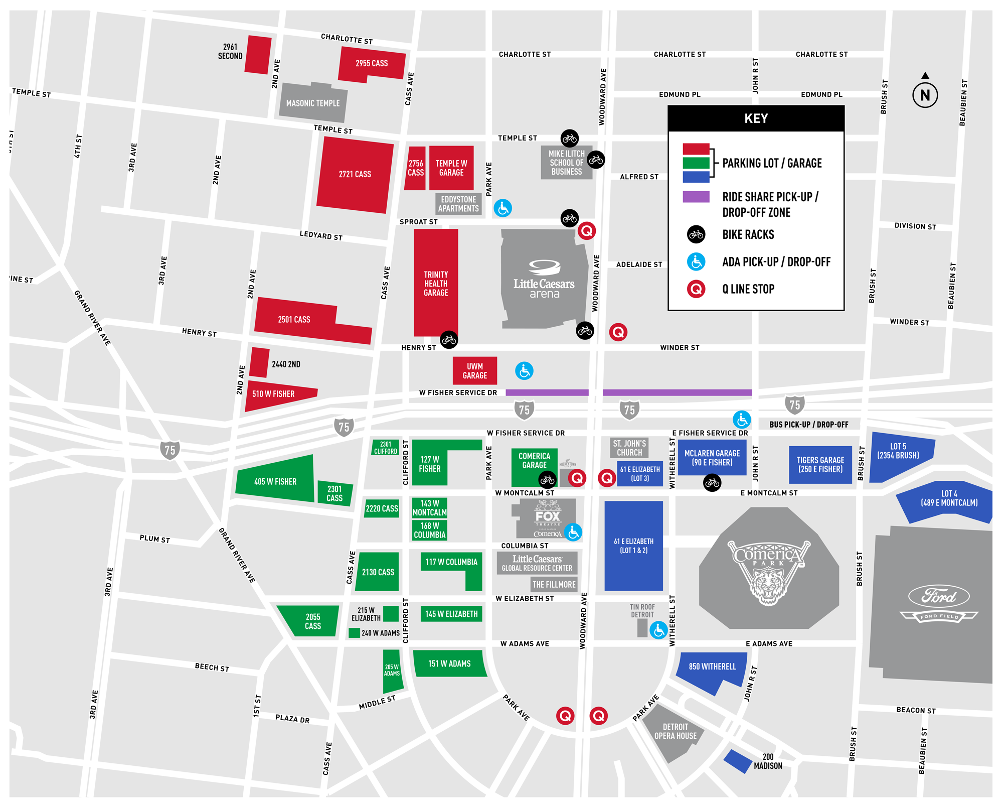 313 Presents - The District Detroit Parking Map
