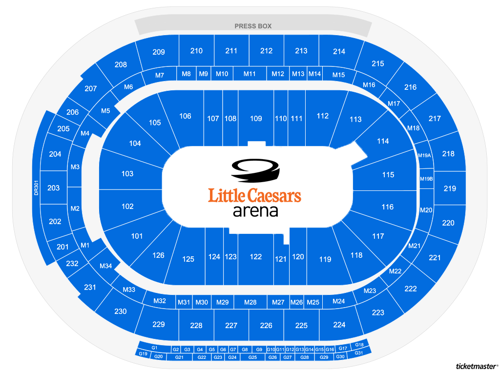 Little Caesars Arena Seating Chart & Map