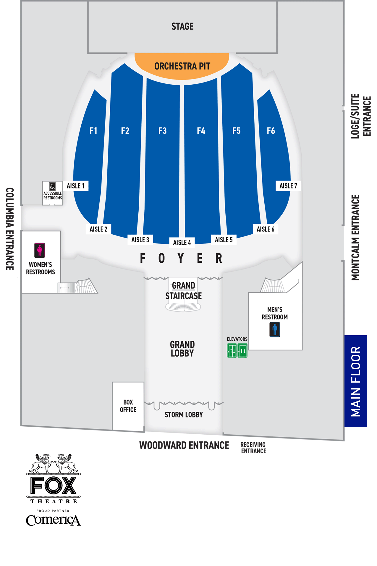 313 Presents - Fox Theatre Venue Map - Main Floor