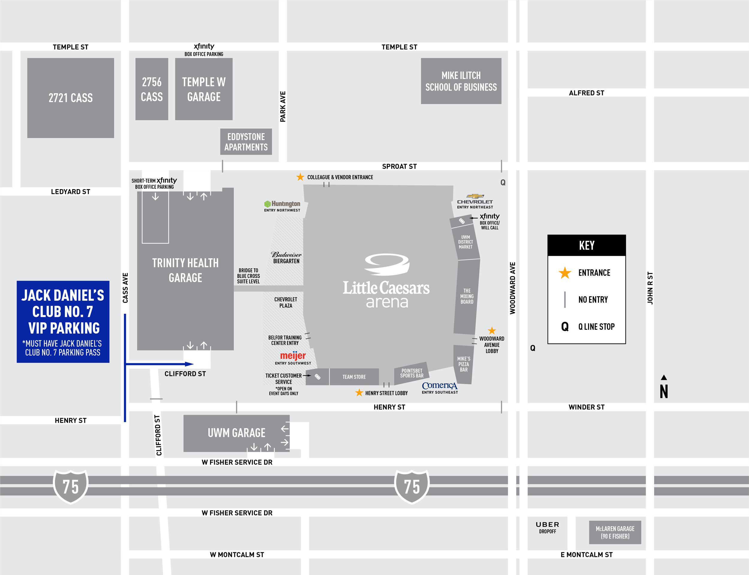 313 Presents - Little Caesars Arena Parking Map