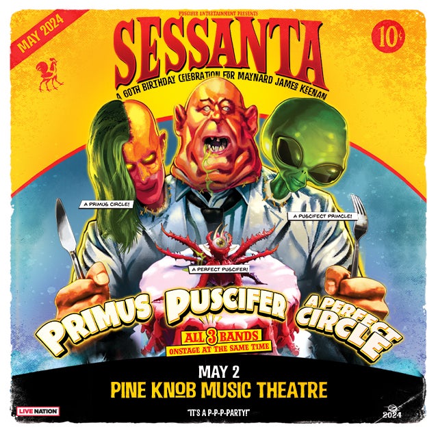 More Info for Sessanta Tour Featuring Puscifer, A Perfect Circle And Primus To Perform At Pine Knob Music Theatre May 2, 2024