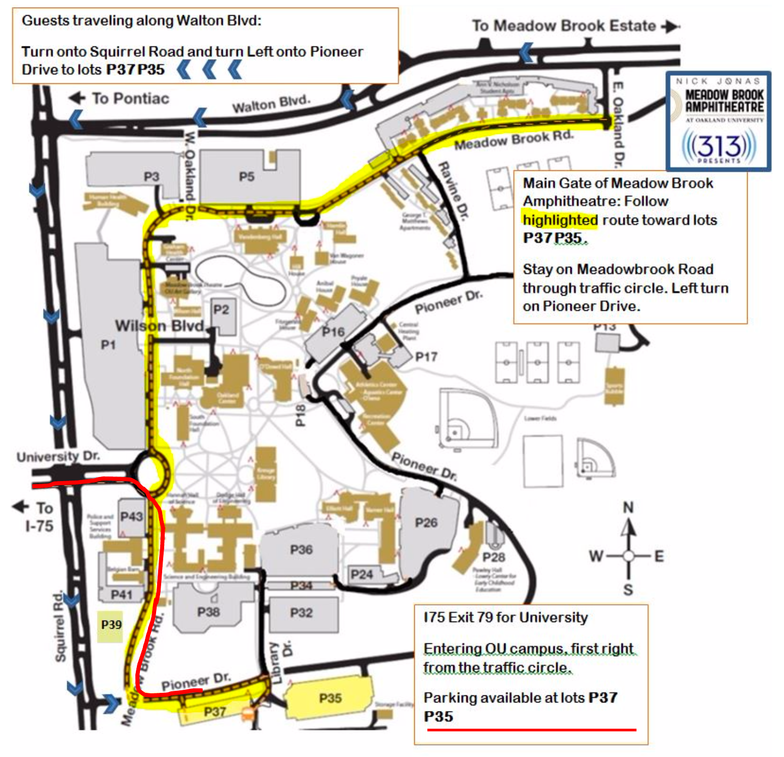 Nick Jonas Parking Map