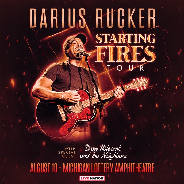 More Info for Darius Rucker Brings 2023 Starting Fires Tour With Special Guest Drew Holcomb & The Neighbors To Michigan Lottery Amphitheatre August 10