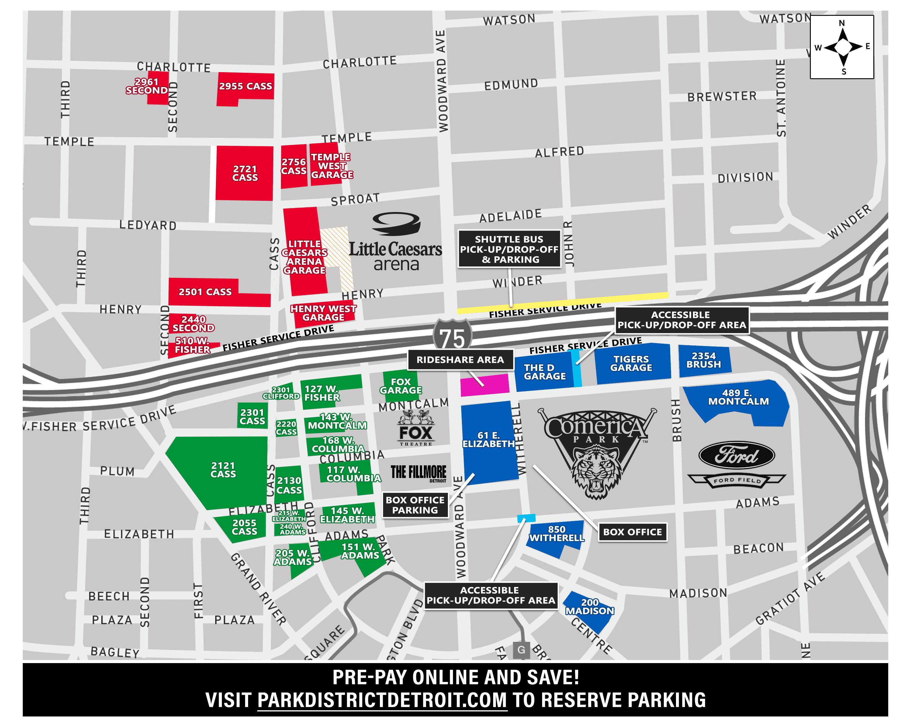 Map Of Comerica Park 313 Presents | Comerica Park Directions & Parking | 313 Presents