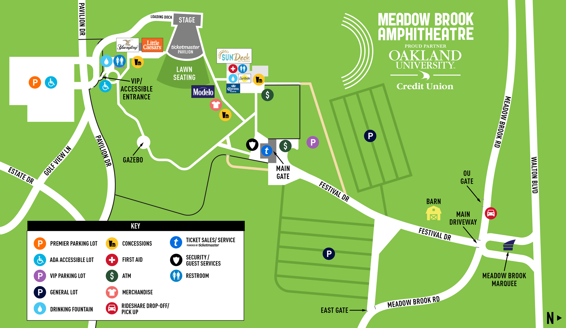 Meadow Brook Amphitheatre Venue Map 2025 style=