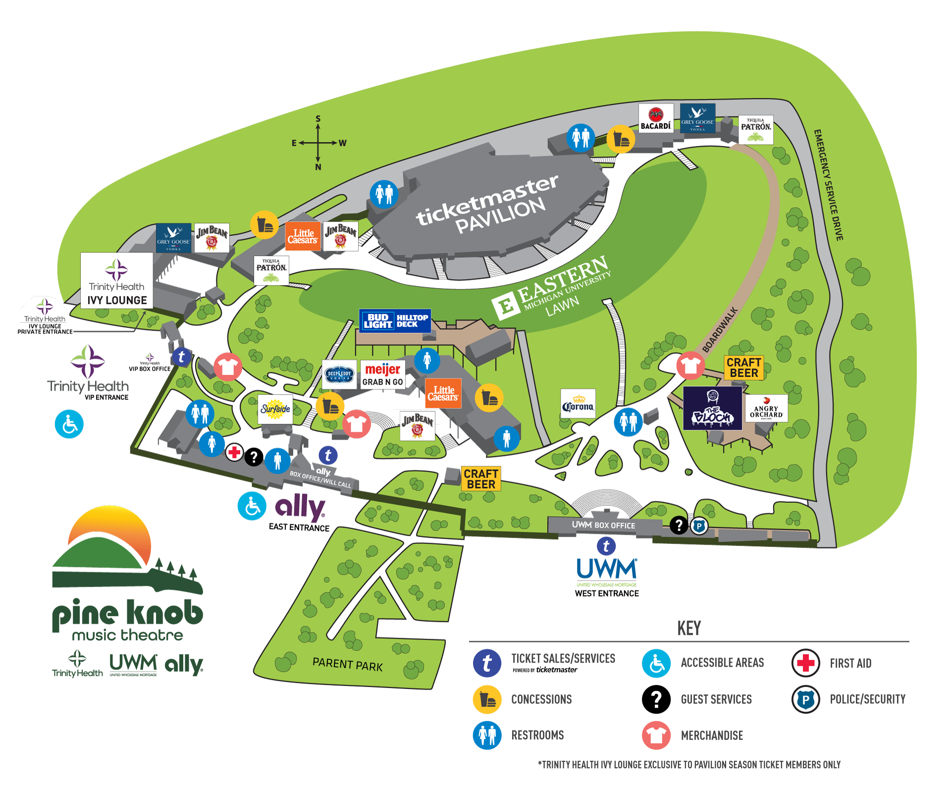 Pine Knob Music Theatre Venue Map 2025