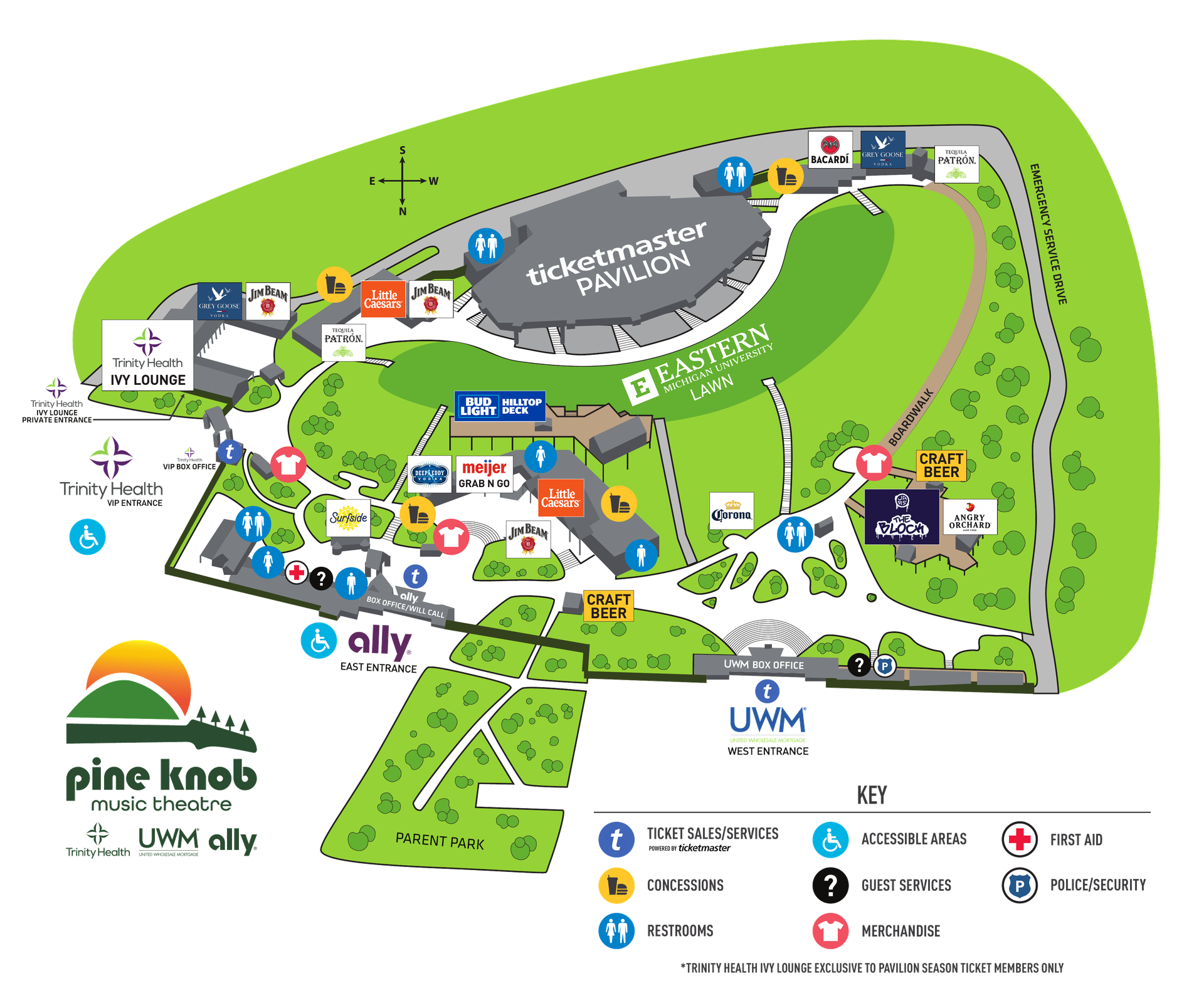 Pine Knob Music Theatre Venue Map 2025